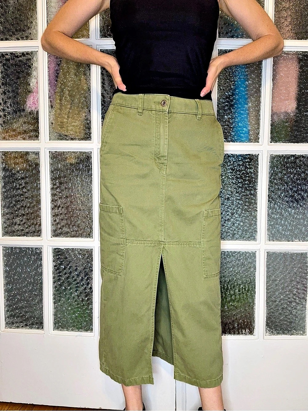Esprit Women's Midi Cargo Skirt Green US 4